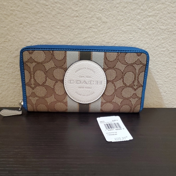 Coach Dempsey Accordion Zip Wallet In Signature Jacquard Witn Stripe And Coach P - Picture 4 of 11